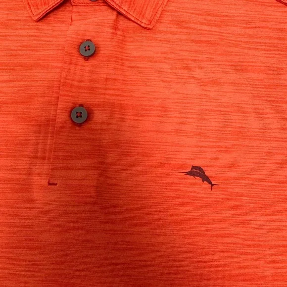 Tommy Bahama IslandZone Polo Shirt Vibrant Coral Performance Golf Large Beach - Picture 9 of 13